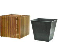 Jardinieră din lemn cu inserție de plastic pentru plante