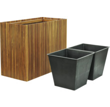 Jardinière din lemn cu două inserții pentru plante