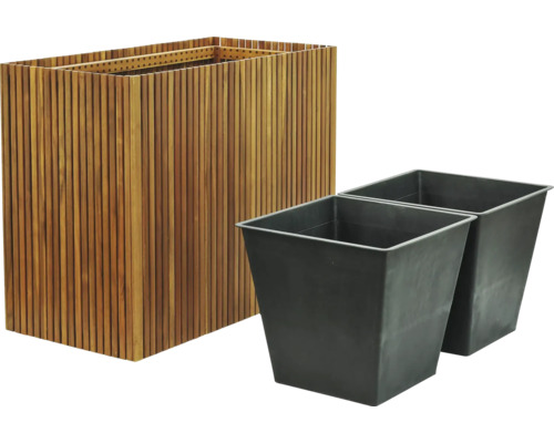 Jardinière din lemn cu două inserții pentru plante