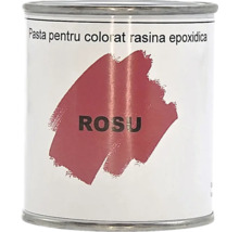 Pastă pentru colorat rășină epoxidică roșie în cutie metalică.