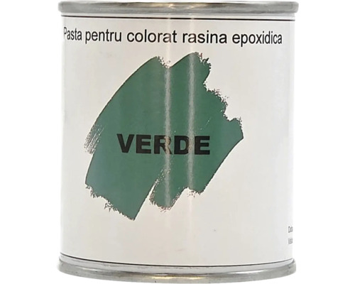 Cutie metalică cu pastă de colorat pentru rășină epoxidică verde.