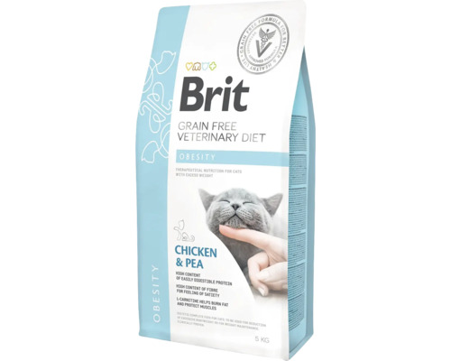 Brit Veterinary Diet Obesity hrană pentru pisici, fără cereale, ambalaj de 5 kg