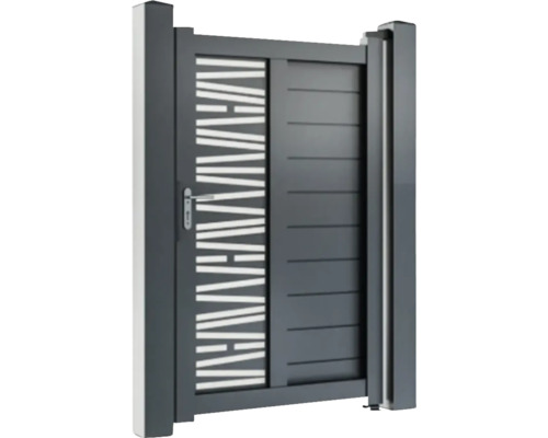 Poartă de grădină din aluminiu cu umpluturi orizontale și decorative