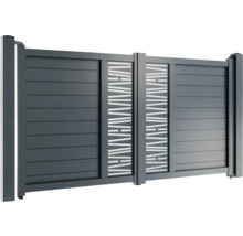 Poartă de grădină din aluminiu cu lamele orizontale și decupaje decorative