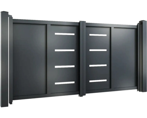 Poartă glisantă din aluminiu cu decupaje orizontale