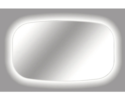 Oglindă dreptunghiulară cu colțuri rotunjite și iluminare cu LED