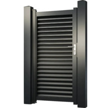 Poartă de grădină din aluminiu cu lamele și mâner