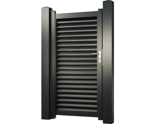 Poartă de grădină din aluminiu cu lamele și mâner