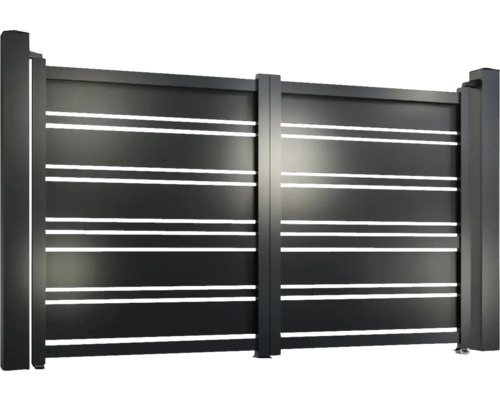 Poartă de grădină neagră cu dungi orizontale