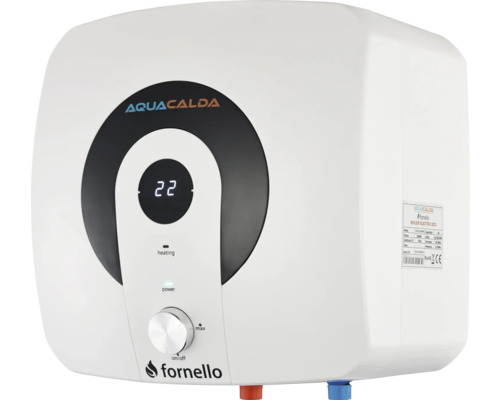 Boiler electric Aquacalda Fornello cu afișaj digital al temperaturii, indicatoare luminoase și buton rotativ.