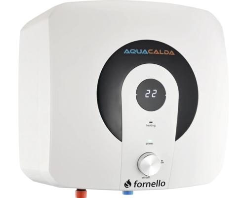 Boiler electric Fornello Aquacalda cu afișaj digital și buton rotativ.