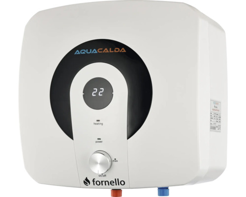 Boiler electric Fornello Aquacalda cu afișaj digital și buton rotativ.