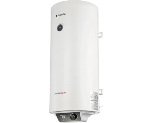 Boiler electric vertical Fornello Aquacalda cu afișaj digital și regulator de temperatură.
