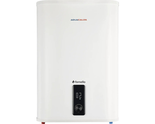 Boiler electric Aquacalda și Fornello cu afișaj digital și buton rotativ pentru setarea temperaturii.