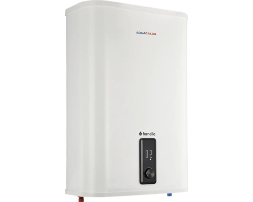 Boiler electric Fornello Aquacalda cu afișaj digital și buton rotativ, montaj vertical.