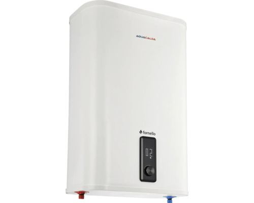 Boiler electric alb Aquacalda Fornello cu afișaj digital și buton de reglare.