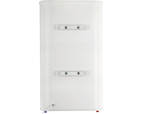 Vedere din spate a unui boiler electric vertical cu două suporturi de fixare pe perete.