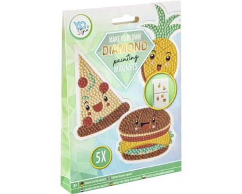 Set magneți de pictură cu diamante Yo Style cu cinci motive pe ambalaj