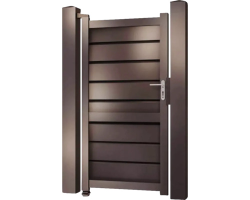 Poartă de grădină cu lamele orizontale și mâner de ușă