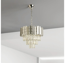 Candelabru cu cristale și cadru metalic