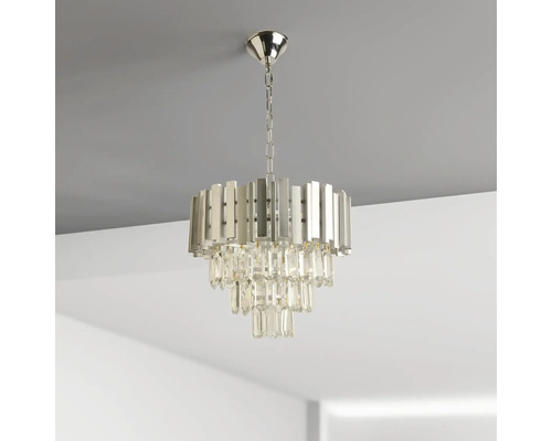 Candelabru cu cristale și cadru metalic