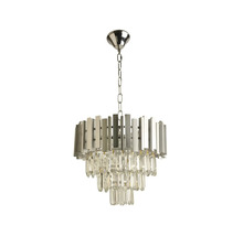 Lustr cu bare metalice și pandantive de cristal