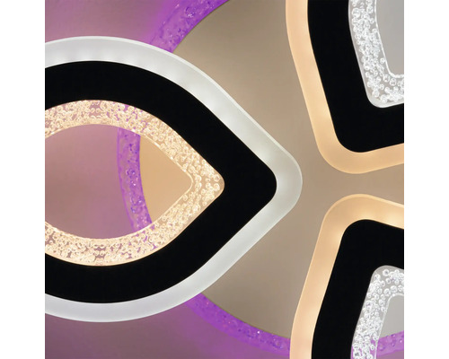 Lumină de plafon cu patru elemente de iluminat, pietre decorative și diferite culori de lumină