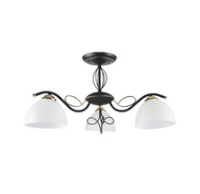 Lumină de plafon cu trei lămpi și abajururi din sticlă