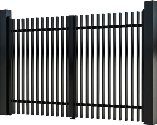 Poartă de grădină neagră din metal cu bare verticale