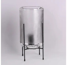 Vază de sticlă cu cadru metalic negru