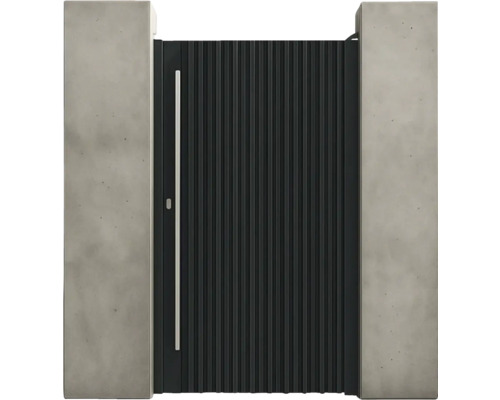 Poartă de grădină cu stâlpi de beton și lamele