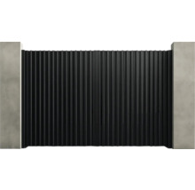 Poartă de grădină neagră cu stâlpi din beton