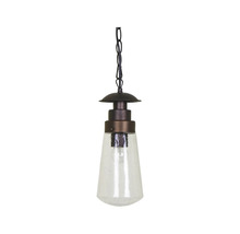 Lumină suspendată de exterior cu lanț și sticlă transparentă