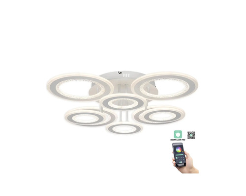 Plafonieră LED albă cu telecomandă și abajururi circulare