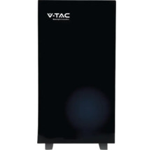 Logo V-TAC pe un aparat dreptunghiular negru cu picioare.