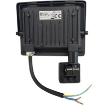 Vedere din spate a unui reflector LED negru pentru exterior cu cablu și marcaj CE