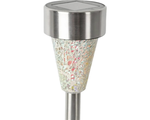 Lampă solară de grădină cu sticlă mozaic și oțel inoxidabil