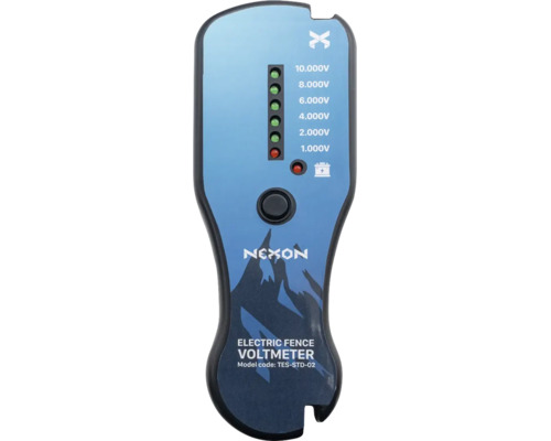 Voltmetru pentru gard electric Nexon model TES-STD-02 cu indicator de tensiune LED de la 1.000 la 10.000 volți și indicator baterie.
