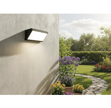 Perete exterior cu lampă de perete cu LED montată într-o grădină