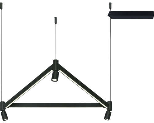 Lustr triunghiular cu iluminare LED și spoturi reglabile