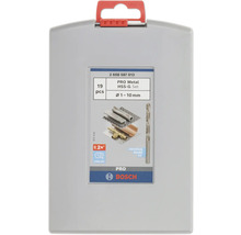 Set de burghie pentru metal Bosch HSS-G, 19 piese, diametru 1 până la 10 milimetri, durată lungă, potrivire universală. Logo Bosch.