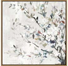 Pictură abstractă cu motiv floral în ramă de lemn