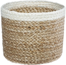 Coș împletit din fibre naturale cu margine albă