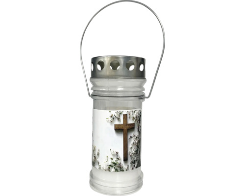 Lumânare de mormânt cu motiv de cruce și mâner