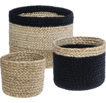 Set de trei coșuri împletite de depozitare din fibre naturale