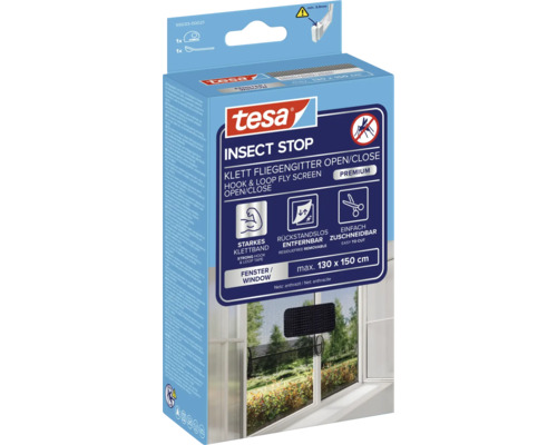 Plasă de insecte Tesa Insect Stop cu bandă velcro, potrivită pentru ferestre de până la maximum 130 x 150 cm