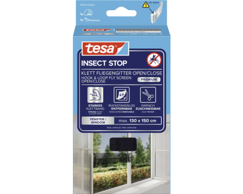Tesa Insect Stop Plasă de țânțari cu velcro Open/Close pentru ferestre, maximum 130 x 150 cm