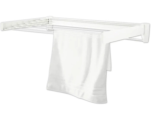 Uscător de rufe pentru montare pe perete cu o cârpă pe el