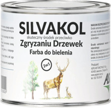 Vopsea de protecție Silvakol împotriva roadelor de animale sălbatice într-o cutie metalică