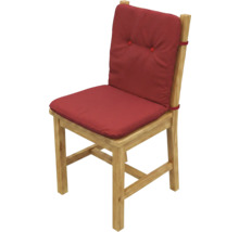 Scaun din lemn cu șezut și spătar tapițate în roșu